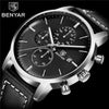 Business Watch Men Fashion Waterproof Military Chronograph Sport Quartz Wristwatch Leather Bracelet by Stevvex