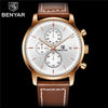 Business Watch Men Fashion Waterproof Military Chronograph Sport Quartz Wristwatch Leather Bracelet by Stevvex