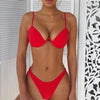Push Up Unpadded Bikini Set Women 4 Colors Bandage Bikini Set Swimsuit Thong Bottom Swimwear Two Pieces Plain Bikini Bathing Suit Swimwear Bathing by Stevvex