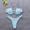 Push Up Unpadded Bikini Set Women 4 Colors Bandage Bikini Set Swimsuit Thong Bottom Swimwear Two Pieces Plain Bikini Bathing Suit Swimwear Bathing by Stevvex
