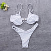 Push Up Unpadded Bikini Set Women 4 Colors Bandage Bikini Set Swimsuit Thong Bottom Swimwear Two Pieces Plain Bikini Bathing Suit Swimwear Bathing by Stevvex