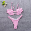 Push Up Unpadded Bikini Set Women 4 Colors Bandage Bikini Set Swimsuit Thong Bottom Swimwear Two Pieces Plain Bikini Bathing Suit Swimwear Bathing by Stevvex