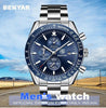 Men Top Luxury Full Steel Business Quartz Watch Men's Casual Waterproof Analog Chronograph Sports Stainless Steel Strap Watches by Stevvex
