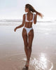 Modern White Bikini Hollow Out Swimsuit Female High Cut Swimwear Solid Fashion Bathing Suit Beach Wear Women's Front Cutout Bikini Sets Two Piece Summer Party Bathing Suits by Stevvex