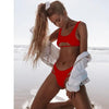 Modern White Bikini Hollow Out Swimsuit Female High Cut Swimwear Solid Fashion Bathing Suit Beach Wear Women's Front Cutout Bikini Sets Two Piece Summer Party Bathing Suits by Stevvex