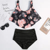 Women High Waist Bikini Plus Size Swimwear Summer Swimsuit Beach Bathing Suit Ruffle Bikini Floral Printed Ruffle High Waist Bikini Set Women's Tummy Control Bathing Suit Swimsuit Flounce Peplum by Stevvex