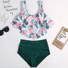 Women High Waist Bikini Plus Size Swimwear Summer Swimsuit Beach Bathing Suit Ruffle Bikini Floral Printed Ruffle High Waist Bikini Set Women's Tummy Control Bathing Suit Swimsuit Flounce Peplum by Stevvex