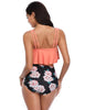 Women High Waist Bikini Plus Size Swimwear Summer Swimsuit Beach Bathing Suit Ruffle Bikini Floral Printed Ruffle High Waist Bikini Set Women's Tummy Control Bathing Suit Swimsuit Flounce Peplum by Stevvex