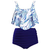 Women High Waist Bikini Plus Size Swimwear Summer Swimsuit Beach Bathing Suit Ruffle Bikini Floral Printed Ruffle High Waist Bikini Set Women's Tummy Control Bathing Suit Swimsuit Flounce Peplum by Stevvex