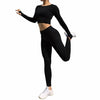 Seamless 2 Pcs Set Women Sport Suit Gym Workout Clothes Long Sleeve