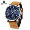 Stylish Wrist Watch For Men Genuine Leather Strap Watch Perfect Quartz Movement And Scratch Resistant Analog Chronograph Business Watches by Stevvex