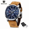 Stylish Wrist Watch For Men Genuine Leather Strap Watch Perfect Quartz Movement And Scratch Resistant Analog Chronograph Business Watches by Stevvex