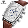 Classic Rectangle Waterproof Case Vintage Design Luxury Watches Leather Strap Business Casual Analog Wrist Watch For Men by Stevvex