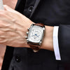 Classic Rectangle Waterproof Case Vintage Design Luxury Watches Leather Strap Business Casual Analog Wrist Watch For Men by Stevvex