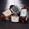 Classic Rectangle Waterproof Case Vintage Design Luxury Watches Leather Strap Business Casual Analog Wrist Watch For Men by Stevvex