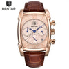 Classic Rectangle Waterproof Case Vintage Design Luxury Watches Leather Strap Business Casual Analog Wrist Watch For Men by Stevvex