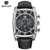 Classic Rectangle Waterproof Case Vintage Design Luxury Watches Leather Strap Business Casual Analog Wrist Watch For Men by Stevvex