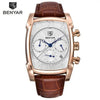 Classic Rectangle Waterproof Case Vintage Design Luxury Watches Leather Strap Business Casual Analog Wrist Watch For Men by Stevvex