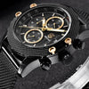 Sport Chronograph Fashion Luxury Men Watches Mesh & Rubber Band Waterproof Quartz Gold Watch For Men by Stevvex