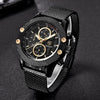 Sport Chronograph Fashion Luxury Men Watches Mesh & Rubber Band Waterproof Quartz Gold Watch For Men by Stevvex