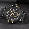 Sport Chronograph Fashion Luxury Men Watches Mesh & Rubber Band Waterproof Quartz Gold Watch For Men by Stevvex