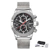 Sport Chronograph Fashion Luxury Men Watches Mesh & Rubber Band Waterproof Quartz Gold Watch For Men by Stevvex