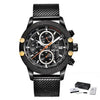 Sport Chronograph Fashion Luxury Men Watches Mesh & Rubber Band Waterproof Quartz Gold Watch For Men by Stevvex