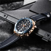 Multifunction Luxury 2021 Men's Watch Quartz Genuine Leather Strap Sport Chronograph Waterproof Men Wrist Watch by Stevvex