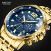 Luxury Men's Gold Business Watches Quartz Analogue Wristwatch Stainless Steel Waterproof Luminous Watch by Stevvex