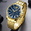 Luxury Men's Gold Business Watches Quartz Analogue Wristwatch Stainless Steel Waterproof Luminous Watch by Stevvex