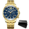Luxury Men's Gold Business Watches Quartz Analogue Wristwatch Stainless Steel Waterproof Luminous Watch by Stevvex