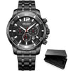 Luxury Men's Gold Business Watches Quartz Analogue Wristwatch Stainless Steel Waterproof Luminous Watch by Stevvex