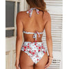 Beautiful Multicolored Women High Waist Bikini Swimwear Women Halter Push Up Bikini Set Swimsuit Women's Flower Print Bikini High Waist Beach Swimsuits Sporty Two Piece Bathing Suit Female Beach Wear Bathing Suit by Stevvex