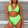 Beautiful Multicolored Women High Waist Bikini Swimwear Women Halter Push Up Bikini Set Swimsuit Women's Flower Print Bikini High Waist Beach Swimsuits Sporty Two Piece Bathing Suit Female Beach Wear Bathing Suit by Stevvex