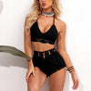 Women Bikinis Knitted Cotton Swimsuit Women Swimwear Women Bra And Bottom Black Knitted Bikini Top Summer Beach Breast Wrap Handmade Crop Top And Bottom Summer Bathing Suit Fashion Beachwear by Stevvex