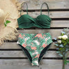 High Waist Bikini Set Women Bikini Flower Swimwear Women High Waist Bikini Halter Two Piece Bathing Suits Tummy Control Swimsuit Push Up Swimwear Vintage Halter Neck Swimsuit Female Green Bathing Suit by Stevvex