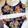 Modern Blue High Waist Bikini Push Up Swimwear Women Dragon Printed Bikini Set Retro Swimsuit Women's High Waist Bikini Swimsuits Twist Push Up Two Piece Bathing Suits Tummy Control Swimwear by Stevvex