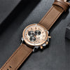 Multifunction Brown Luxury New Men's Watches Quartz Sport Chronograph Elegant Leather Bracelet Men Wrist Watch by Stevvex