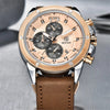 Multifunction Brown Luxury New Men's Watches Quartz Sport Chronograph Elegant Leather Bracelet Men Wrist Watch by Stevvex