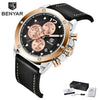 Multifunction Brown Luxury New Men's Watches Quartz Sport Chronograph Elegant Leather Bracelet Men Wrist Watch by Stevvex