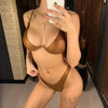 Underwired Bikini Female Swimsuit Women Swimwear Two-Piece V Shape Wire Bikini Set Bather Bathing Suit Women Micro Bikini Set Shiny Metallic 2 Piece Swimsuit Push Up Underwire Swimwear Bathing Suit by Stevvex