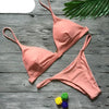 Colors Solid Bikini Set Push Up Swimwear Two Piece Swimsuit Swimwear Halter String Triangle Bikini Sets Women Swimsuit Low Waist Halter Two Pieces Bathing Suit by Stevvex