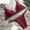 Colors Solid Bikini Set Push Up Swimwear Two Piece Swimsuit Swimwear Halter String Triangle Bikini Sets Women Swimsuit Low Waist Halter Two Pieces Bathing Suit by Stevvex