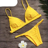 Colors Solid Bikini Set Push Up Swimwear Two Piece Swimsuit Swimwear Halter String Triangle Bikini Sets Women Swimsuit Low Waist Halter Two Pieces Bathing Suit by Stevvex