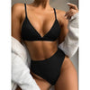 Female Swimsuit High Waist Bikini Women High Waist Swimsuits Triangle Bathing Suit V Neck Two Piece Bikini Sets Women Swimwear Two-pieces Bikini Set Ribbed Bather Bathing Suit Swim by Stevvex