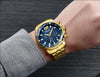 Luxury Men's Gold Business Watches Quartz Analogue Wristwatch Stainless Steel Waterproof Luminous Watch by Stevvex