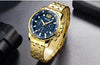 Luxury Men's Gold Business Watches Quartz Analogue Wristwatch Stainless Steel Waterproof Luminous Watch by Stevvex