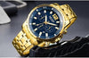 Luxury Men's Gold Business Watches Quartz Analogue Wristwatch Stainless Steel Waterproof Luminous Watch by Stevvex