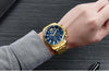 Luxury Men's Gold Business Watches Quartz Analogue Wristwatch Stainless Steel Waterproof Luminous Watch by Stevvex