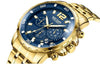 Luxury Men's Gold Business Watches Quartz Analogue Wristwatch Stainless Steel Waterproof Luminous Watch by Stevvex